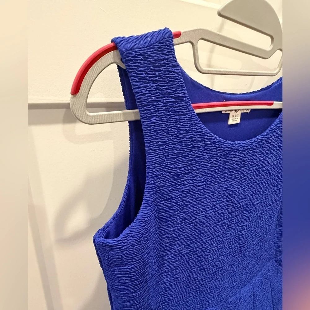 Knit Works Girls Dress Size 14.5 Royal Blue Textured Fit Flare Party Dress